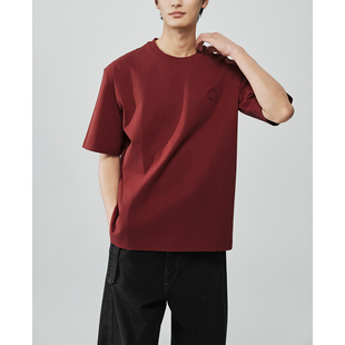 T恤休闲圆领体恤质感1004 F14 宽松落肩重磅棉短袖 男士 棉 夏季