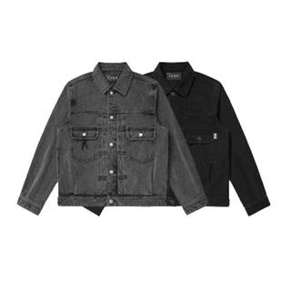 2024秋季 休闲翻领茄克潮H19 男女腰果花宽松牛仔夹克外套情侣时尚