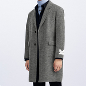 G家秋冬款 G11 大衣棉羊毛呢外套6560J 男士 休闲翻领简约格纹长款
