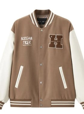 （鸟）秋季男士棒球服老虎刺绣休闲夹克撞色拼接外套潮C3607/H15