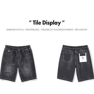 五分裤 休闲牛仔裤 直筒宽松薄款 裤 D14 鸟家男士 子潮流C2F16 时尚