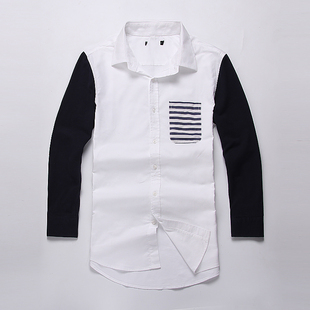 男士 2025春夏季 白色七分袖 透气舒爽撞色拼接衬衫 A23 P1480 鸟