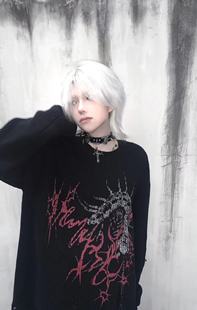 断片小说&湿体联名款 原创亚文化毛衣潮牌街头破洞宽松中性上衣女