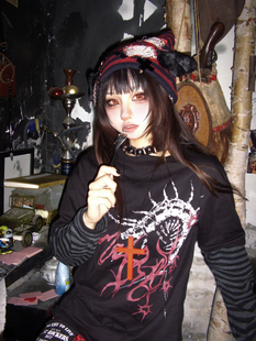 断片小说&湿体联名款 T恤宽松中性上衣 原创亚文化朋克假两件长袖