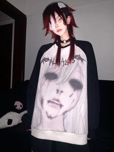 断片小说 卫衣亚文化秋冬宽松上衣 原创暗黑原宿风宽松小众插肩袖