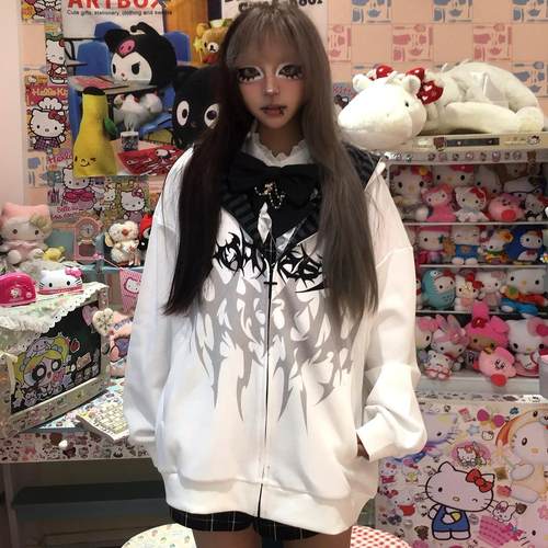 断片小说原创 暗黑日系连帽短外套宽松上衣秋冬女