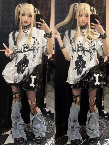 短袖扎染薄二次元棉男女