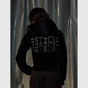 Recoverzone25fw华语不流行歌手烫钻山羊绒卫衣时尚连帽Rockstar