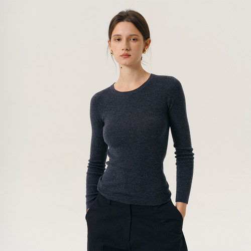 NANCYLILI 25秋冬新款低圆领长袖针织打底衫女毛衣上衣