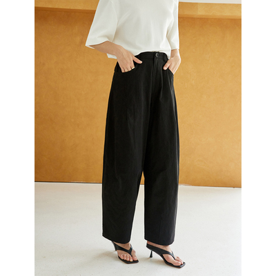 NANCYLILI 夏季新品全棉高密立体裁剪解构九分裤休闲裤女通勤裤子