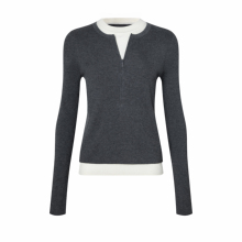 NANCYLILI2025冬装新品假两件灰色拼接拉链长袖修身针织上衣毛衫