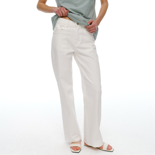 新品 裤 白色牛仔裤 休闲裤 子棉百搭显瘦女士 直筒裤 NANCYLILI26春季