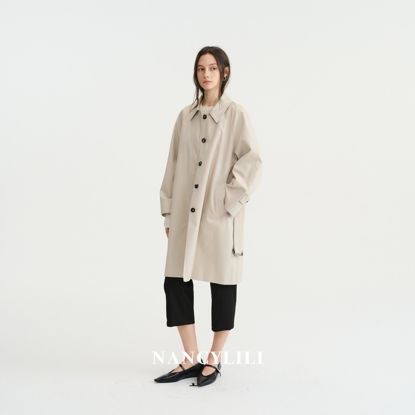 NANCYLILI通勤中长款风衣女图片