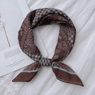 腰果花小方巾丝巾女2025新款波西米亚文艺护颈领巾围巾系脖高级感