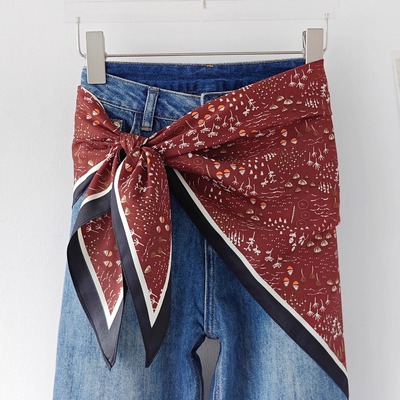 秋冬新款三角巾丝巾女腰带饰品设计感穿搭配西装衬衫系脖小领巾