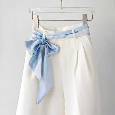 浅蓝色长条丝巾腰带女2025新款系脖高级感搭配裙子牛仔裤腰间飘带