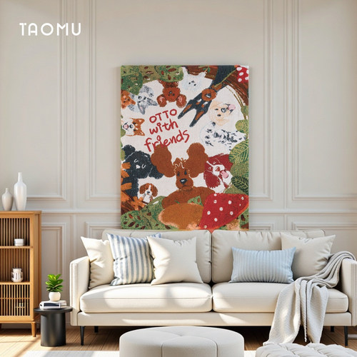 TaoMu 奥托 治愈系客厅沙发背景墙装饰画手工diy挂毯画氛围感摆画