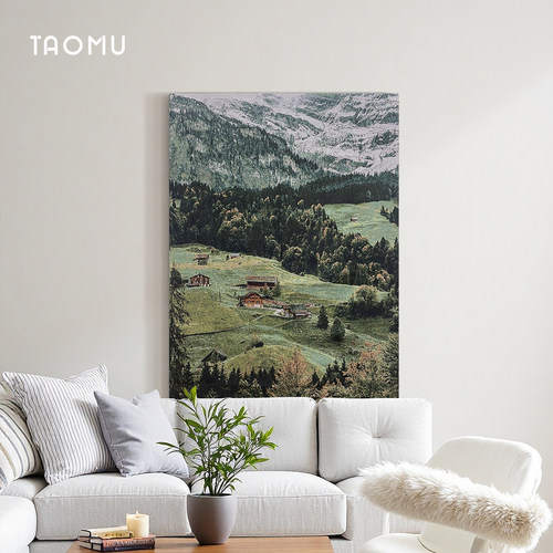 TaoMu 雪山森林治愈系山景挂毯装饰画客厅沙发背景墙卧室墙面挂画