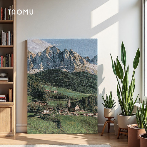 TaoMu客厅沙发背景墙装饰画氛围感落手工diy挂毯画治愈系挂画地画