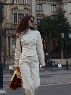 衬衣工装 牛仔两件套套装 长裤 西装 阔腿直筒长裤 原创设计牛仔修身