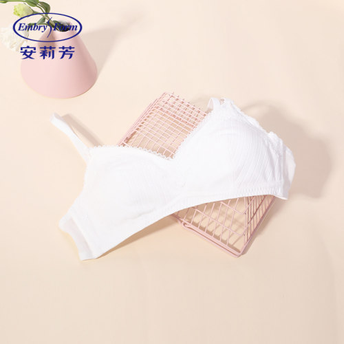 安莉芳小清新棉质白色少女围无钢圈背心文胸薄款舒适内衣EB3106
