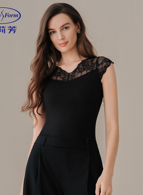 安莉芳吊带背心女蕾丝外穿V领性感打底内搭舒适打底衫上装EDW1150