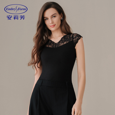 安莉芳吊带背心女蕾丝外穿V领性感打底内搭舒适打底衫上装EDW1150
