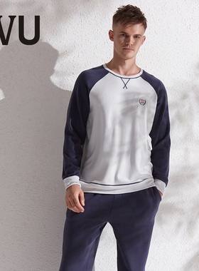 安莉芳旗下IVU男士套头厚款长袖长裤睡衣一公里家居服套装UL00077