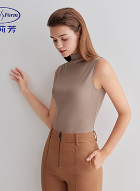 安莉芳秋季棉质高领无袖内搭背心女士可外穿打底上衣ED00258