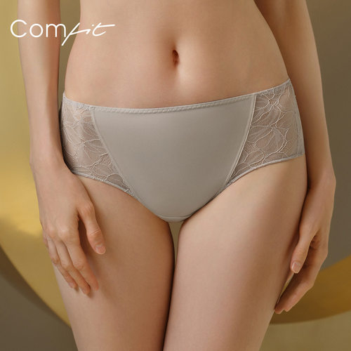 【商场同款】Comfit中腰大码内裤女薄款蕾丝抗菌三角裤头C200196