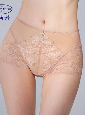 安莉芳专柜新品蕾丝通透性感高腰平角裤舒适透气女士内裤E300977