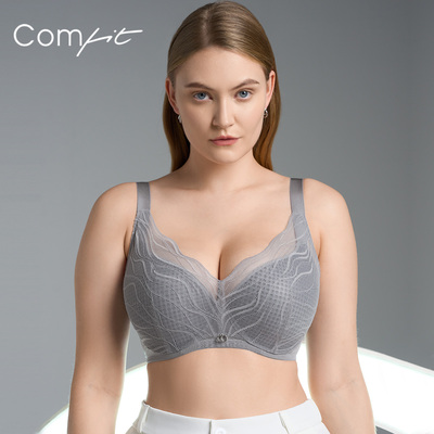 【风巢杯】Comfit大胸显小薄款女内衣大码上托蕾丝文星CB00187
