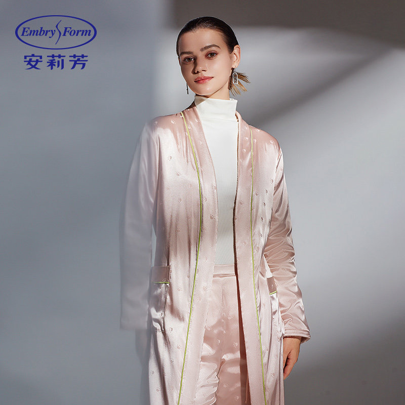 安莉芳秋冬款新品加厚长袖睡袍宽松系带外穿女士家居服EL00502