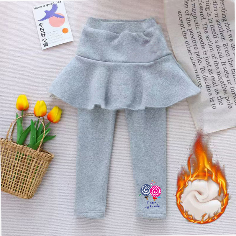 女童打底裤2025新款裙裤假两件韩版宝宝冬季加绒长裤一体绒韩版潮