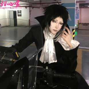 甜心家文豪野犬芥川龙之介cos假发打毛反翘渐变色动漫cosplay服装