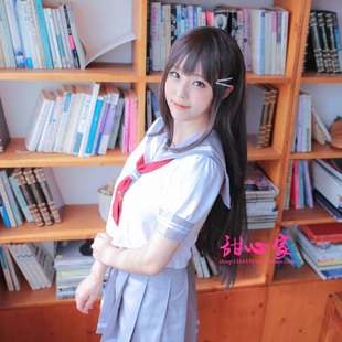 甜心家LoveLive!Sunshine!!黑泽黛雅水手服长直发cosplay假发