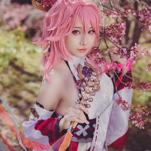 甜心家原 八重神子 神 cos假发 稻妻城 硅胶仿真头皮顶 两侧反翘