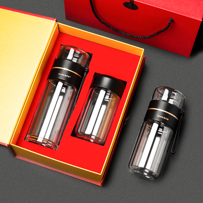 茶水分离双层玻璃杯耐热防爆耐高温男士高档泡茶杯个人专用水杯子