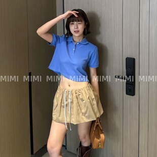 MML 正肩短款 POLO翻领T恤显白显瘦26年新款 一眼降温海盐蓝天菜