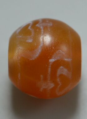 宝瓶千年镶蚀红玉髓古珠老红玛瑙蚀纹珠古董项饰手串佩珠包老开门