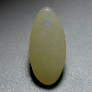 文化期高古老和田玉吊坠水滴形大孔项饰玉斧挂坠精品古董玉器挂饰