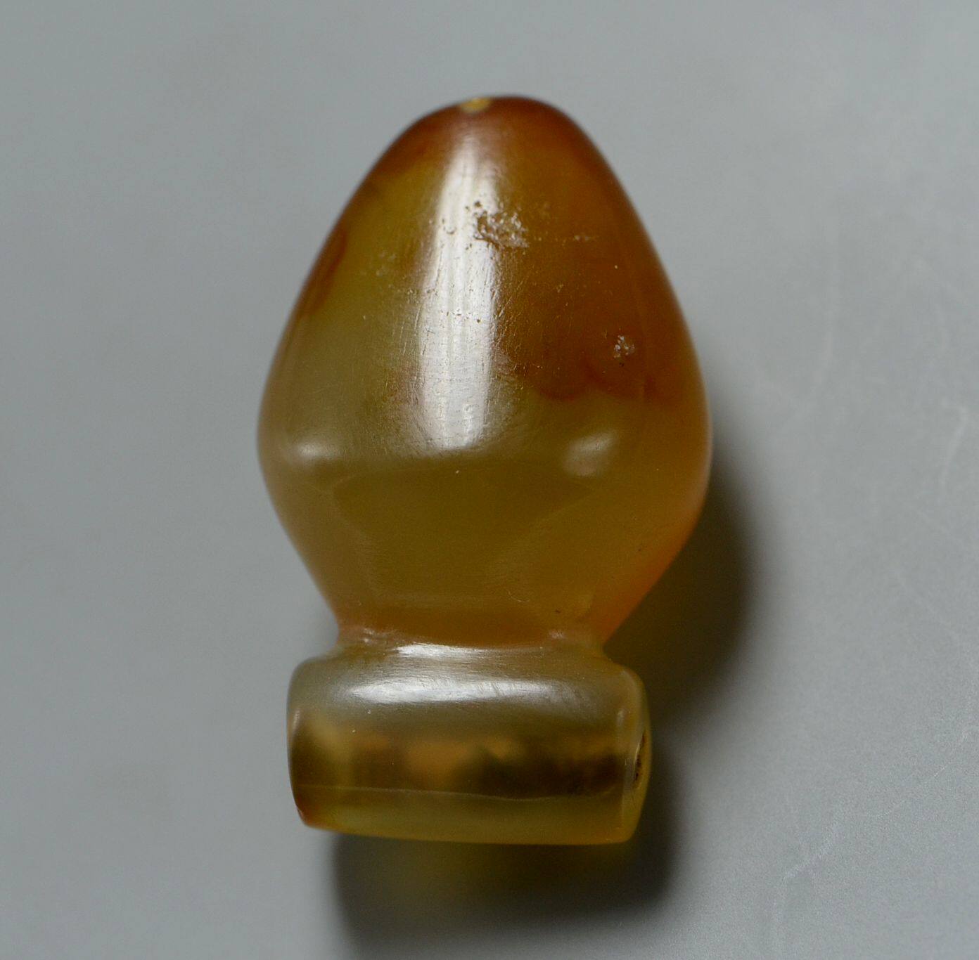 中古玉饰辽代项饰吊坠心形挂件巧色老玛瑙坠子精品古董收藏老物件