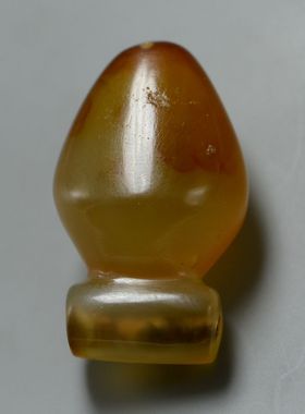 中古玉饰辽代项饰吊坠心形挂件巧色老玛瑙坠子精品古董收藏老物件