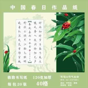 中国春日硬笔书法作品纸A4田字格国风传统24节气专用纸国展40格