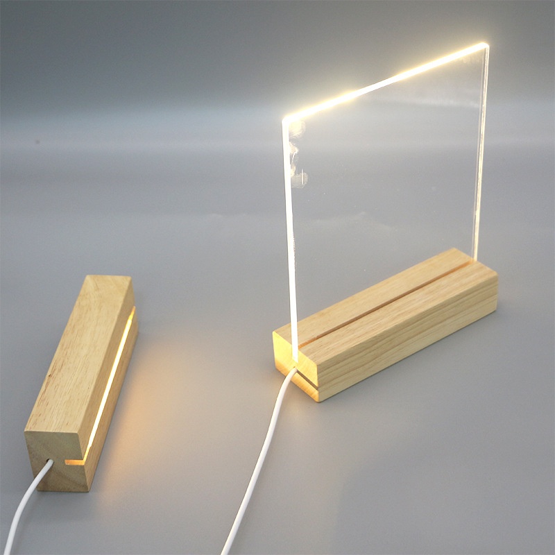 实木长方形LED发光木底座 手工DIY创意小夜灯底座礼品摆件灯饰