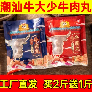 正宗牛大少潮汕牛肉丸牛筋丸鲜打肉丸250g火锅餐饮烧烤买2斤送1斤