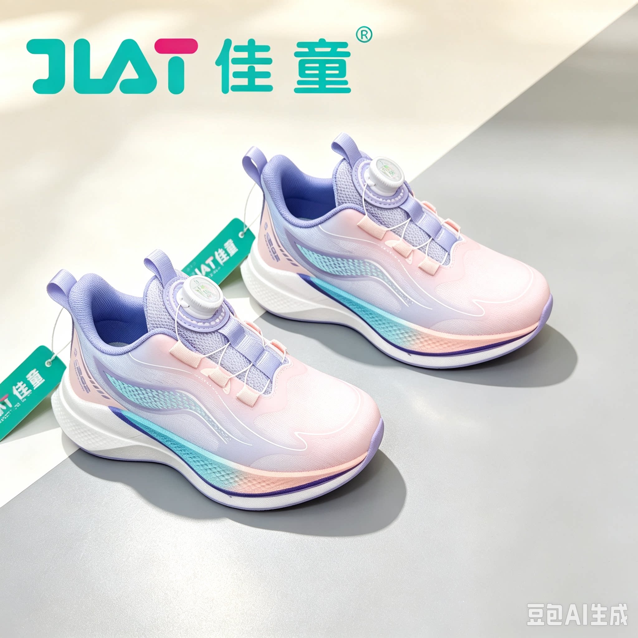 佳童女童运动鞋2026秋新款女孩校园跑步鞋网面透气旋钮儿童鞋子