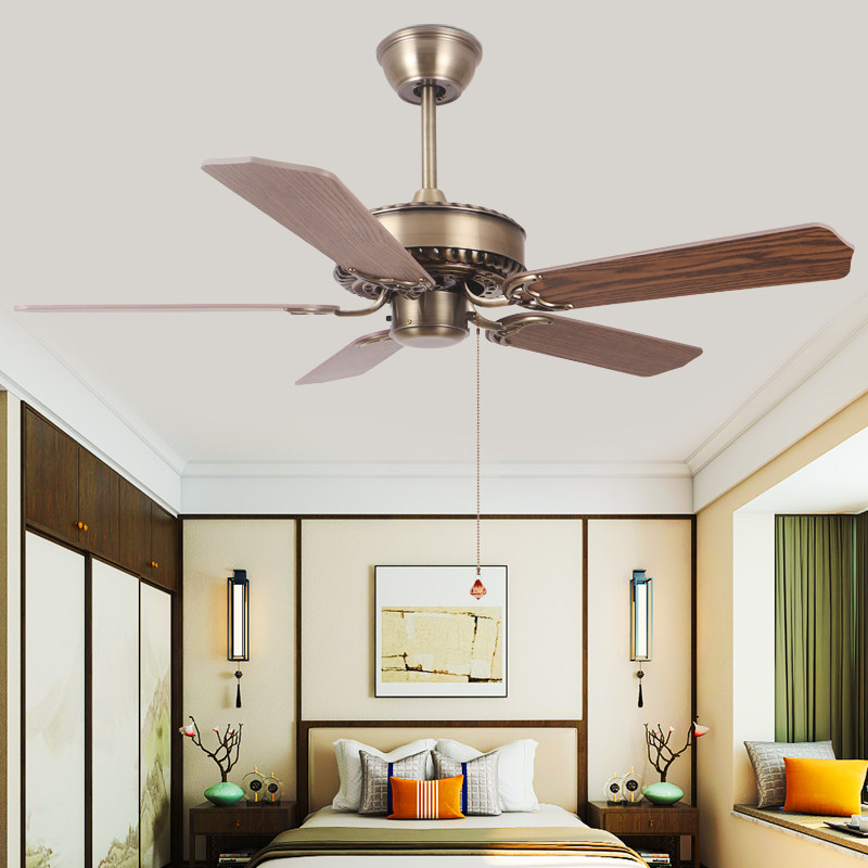 复古电风扇批量木叶吊扇客厅美式客厅餐厅吊顶工业静音无灯大风力