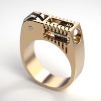 European and American cross-border AliExpress geometric mechanical two-color unisex ring domineering German lathe craft jewelry