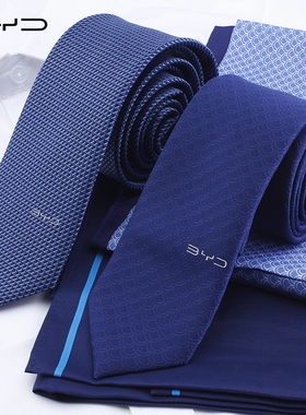 新款王朝比亚迪领带汽车海洋王朝E网byd蓝色条纹领带定做原厂男